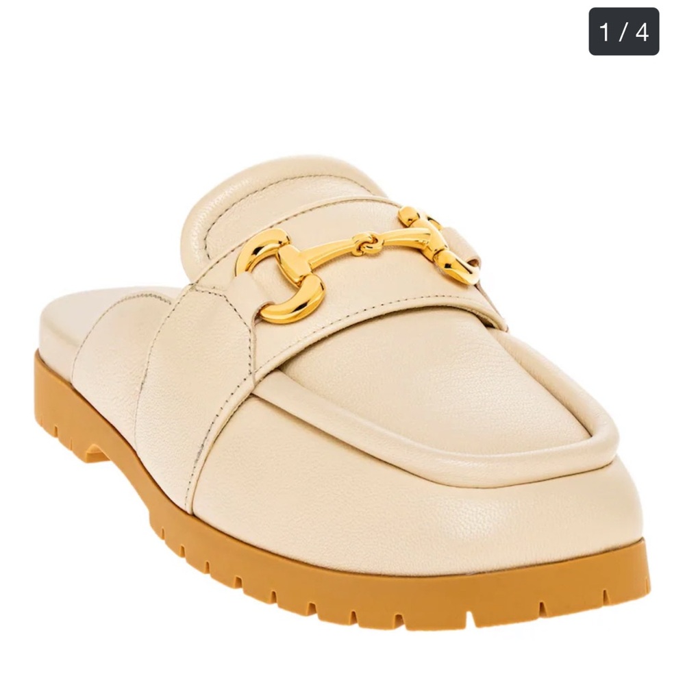 Gucci Cream Mules with Gold Horse bit